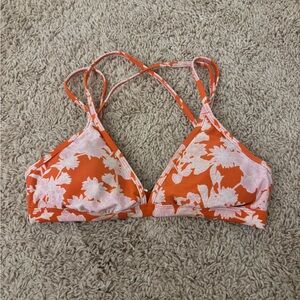 Floral Orange, Pink, and White Bikini Top